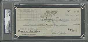 Lou Costello Signed Check